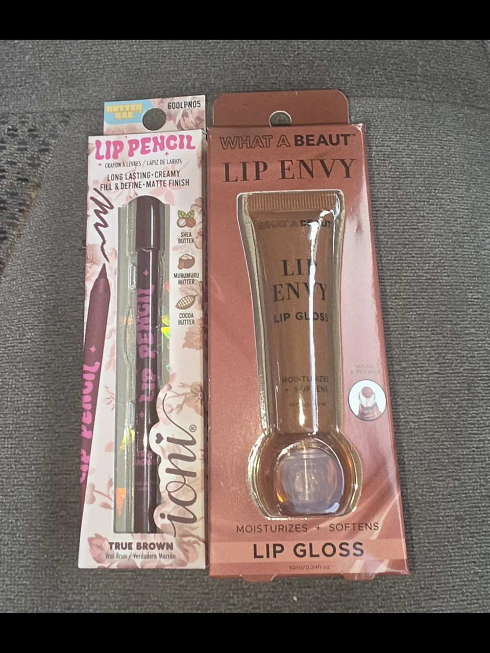 Ioni Lip Pencil & What A Beaut Lip Envy Gloss Duo - Brown Shades BNIB